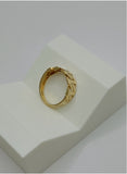 18K Real Gold Geometric Link Ring – Size 7.5