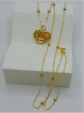 18K Real Gold Textured Heart Necklace