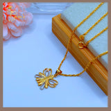 18K Real Gold Butterfly Necklace 18”