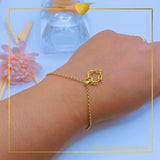 18K Real Gold Bracelet with Hardware Heart Charmsize 7.5”