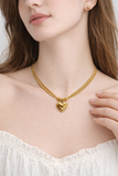 Premium Stainless Steel Double Chain Heart Necklace  16+2”