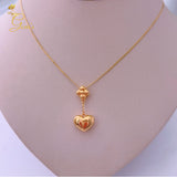 18K Real Gold Heart  Necklace 16”