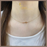 18K Real Gold Cross Necklace 16-18”