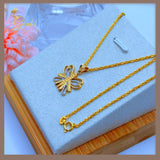 18K Real Gold Butterfly Necklace 18”