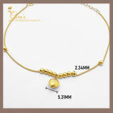 18K Real Gold Bracelet with Heart Charm7-7.5”