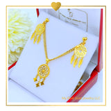 18K Real Gold Dream Catcher Set of Earrings and Necklace 18”