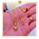 18K Real Gold Love Knot Set of Earrings and Necklace 16”