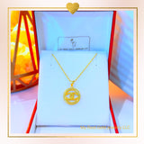 18K Real Gold Double C Necklace 18”