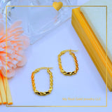 18K Real Gold Twisted Loop Earrings