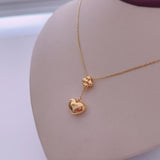 18K Real Gold Heart  Necklace 16”