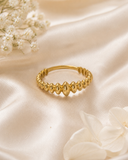 18K Real Gold Beaded Band Ring – Size 5