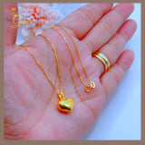 18K Real Gold Heart Necklace 18”