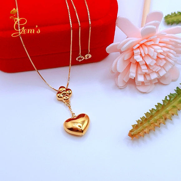 18K Real Gold Heart  Necklace 18”