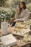 Spring Bloom Personalized Gift Set 🌼 Elegant Daisy Phone Charm & Keepsake Box