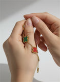 Signature Multicolor Clover Bracelet – Premium Gold-Plated Stainless Steel | Adjustable 6” + 2” Extender