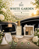 Gem’s White Garden Bundle  Luxury Vent Clip Diffuser & Air Mist Set  Book No. 04 – White Garden