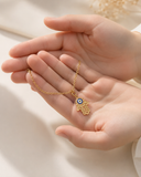 18K Gold Hamsa Evil Eye Bracelet – 7.5” Delicate Protection Charm,