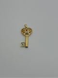 18K Real Gold Heart Key Pendant