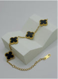 Black Clover Bracelet – Premium Gold Plated Stainless Steel – Adjustable 6.5”–8”