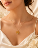 18K Real Gold Textured Heart Necklace