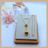 18K Real Gold Ball Necklace 18”