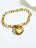 Gold Stainless Steel Heart Toggle Bracelet