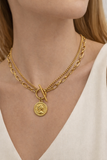 Premium Stainless Steel Layered Coin Toggle Necklace - 16” + 2” Extender