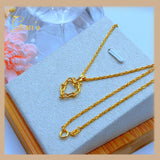 18K Real Gold Heart Necklace 18”