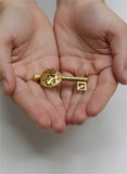18K Real Gold Heart Key Pendant