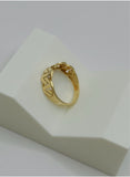 18K Real Gold Geometric Link Ring – Size 7.5