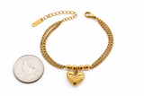 Premium Stainless Steel Double Chain Heart Bracelet