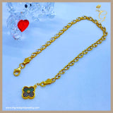 18K Real Gold Black Clover Bracelet size 7.5”