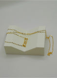 18K Solid Gold Minimal Link Bar Necklace – Adjustable 16–18”