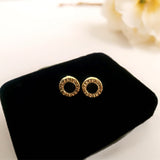 18K Real Gold Stud Earrings