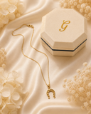 18K Real Gold Horseshoe Pendant Necklace