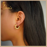 18K Real Gold Huggie Beads Earrings