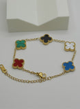 Signature Multicolor Clover Bracelet – Premium Gold-Plated Stainless Steel | Adjustable 6” + 2” Extender