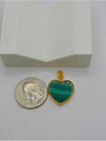 18K Gold Green Malachite Heart Pendant