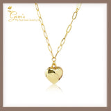 18K Real Gold Dainty Heart  Necklace 16-18”