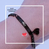 Black Stainless steel Women’s ID Bracelet (Personalized)