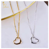 18K Real Gold Heart  Necklace 16-18”