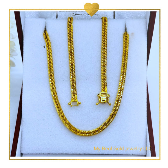 18K Real Gold Double Link Curb Chain 20”