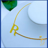 18K Real Gold Letter/ Intial Centered Necklace 18”