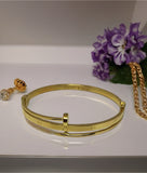 18K Real Gold Cliptype Bangle size 18”