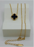 Black Clover Pendant Necklace – Premium Gold Plated Stainless Steel – 16” + 2” Extender