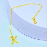 18K Real Gold Bracelet size 7” with K Charm