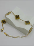 Tiger Gold Clover Bracelet – Premium Gold-Plated Stainless Steel | Adjustable 6” + 2” Extender