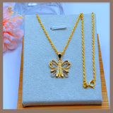 18K Real Gold Butterfly Necklace 18”