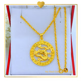 18K Real Gold Dragon Necklace 20”