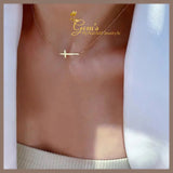 18K Real Gold Cross Necklace 16-18”